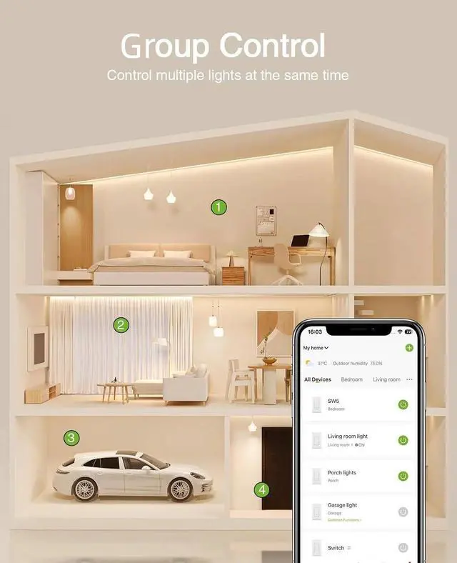 Alt view image 6 of 7 - GHome Smart Switches for Lights, WiFi Smart Light Switch Works with Alexa and Google Home, Single-Pole, Neutral Wire Required, 2.4Ghz WiFi Light Switch with APP Control, No Hub Required, UL FCC Listed