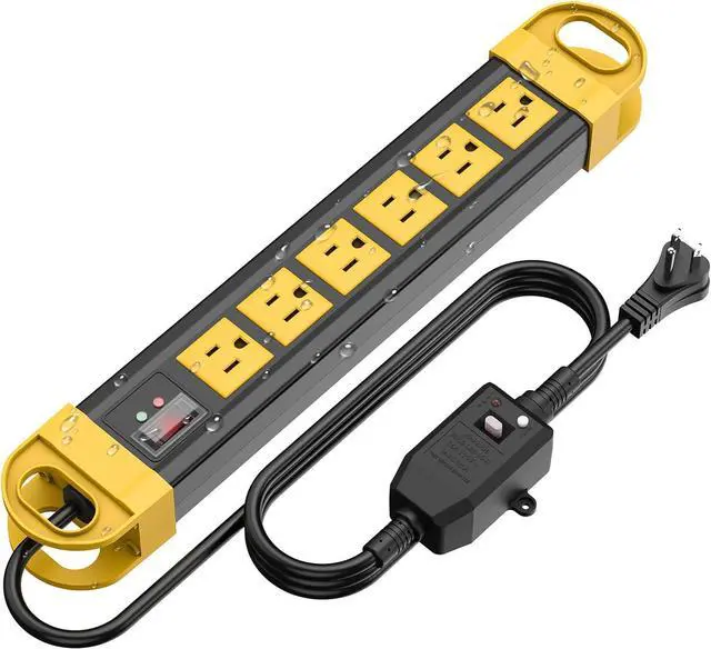 Main image of 6 Outlet IPX6 Waterproof GFCI Power Strip with 2700J Surge Protector, 12A/125V/1500W, Heavy Duty Outdoor Extension Cord, 15Ft Weatherproof Multi Plug Outlet for Outdoor Use& Indoor Use