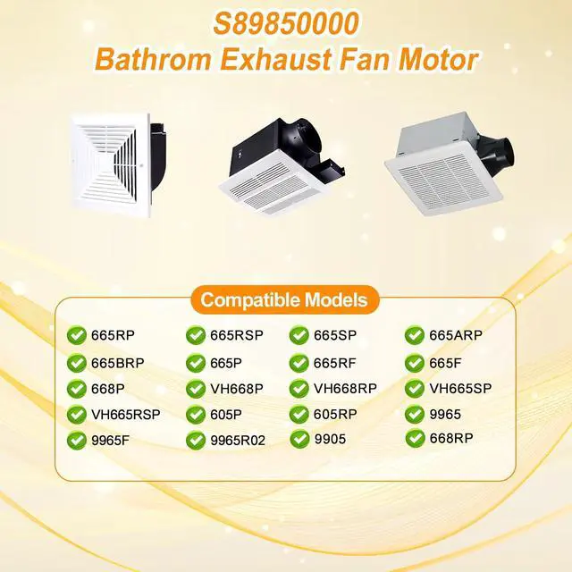 Alt view image 2 of 6 - S89850000 89850000 Bathroom Exhaust Fan Motor & Blower Wheel Replacement Fits Models 665P, 665RP, 665RSP, 605P, 605RP, 668P, 668RP, 9905, 9965, VH668P Enhanced Power & Quiet Operation, Easy Install