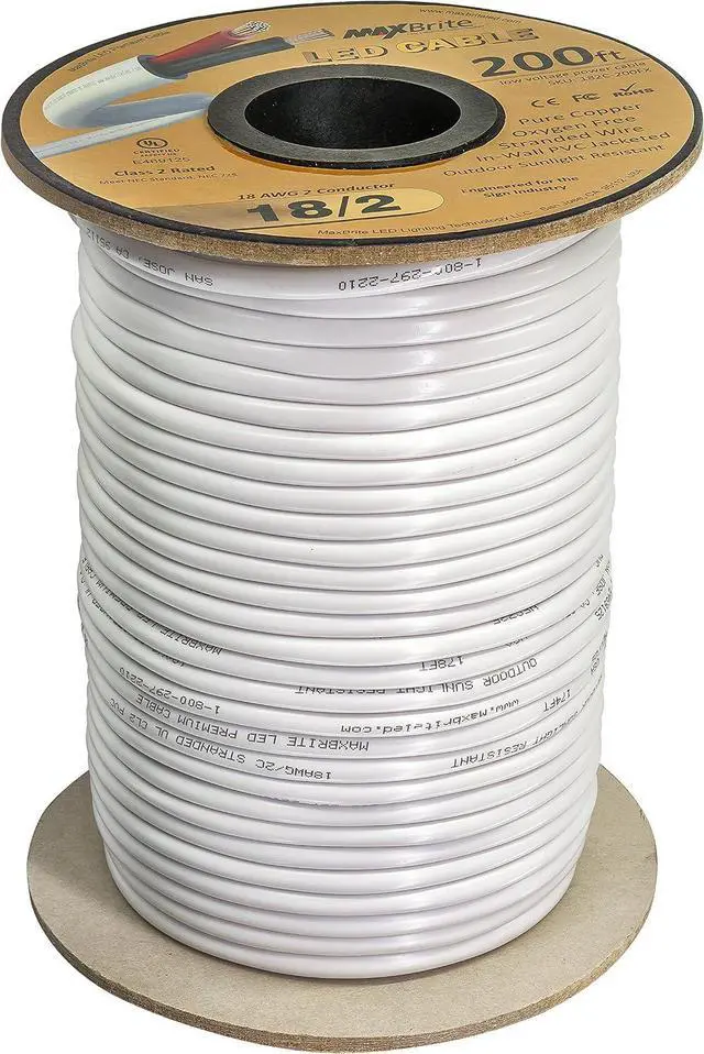 Main image of 500 ft. 18AWG Low Voltage LED Cable, 2 Conductor, Outdoor Rated, Jacketed in-Wall Speaker Wire UL Listed Class 2, Sunlight Resistant