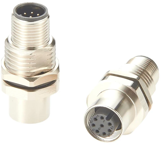 Alt view image 4 of 7 - M12 A Code 8 Pin Male to Female Bulkhead Connector IP67 Panel Mount Sensor Feedthrough Adapter Industrial Circular Connector Socket Receptacle for Automation Control Cabinet Robotics (1PCS)