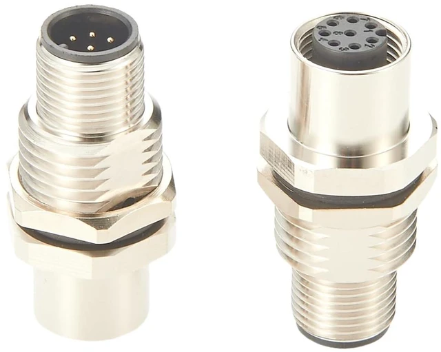 Alt view image 5 of 7 - M12 A Code 8 Pin Male to Female Bulkhead Connector IP67 Panel Mount Sensor Feedthrough Adapter Industrial Circular Connector Socket Receptacle for Automation Control Cabinet Robotics (1PCS)