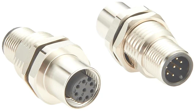 Alt view image 6 of 7 - M12 A Code 8 Pin Male to Female Bulkhead Connector IP67 Panel Mount Sensor Feedthrough Adapter Industrial Circular Connector Socket Receptacle for Automation Control Cabinet Robotics (1PCS)