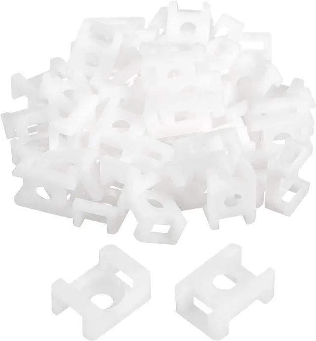 Main image of MECCANIXITY 500pcs Cable Tie Base Saddle Type Mount Wire Holder, 0.88"x0.63"x0.35" Wire Clips Organizer Holders Clamps for Electronic Wires, White 0.25" Dia