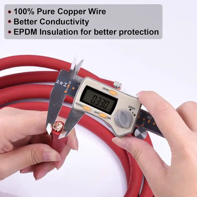 Alt view image 3 of 6 - 2 Gauge Battery Cable, 30FT Red 2 AWG Pure Copper Wire Welding Cable, for Automotive, Battery, Solar and Generator, Standard USA OFC Wire