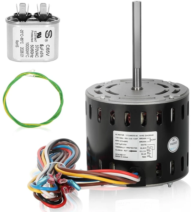 Main image of HC41AE117 Furnace Blower Motor 1/3HP 1075RPM 115V 4 Speed, Fits for Carrier Bryant Payne GE Blower Fan Motor 5KCP39GGS336S HC41AE115 HC41SE122 45117 HC41AE117A