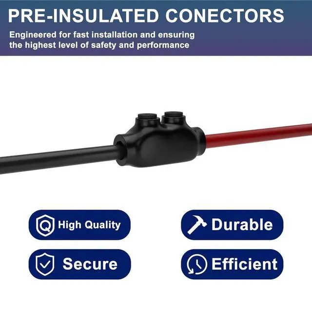 Alt view image 5 of 7 - 2 Port Insulated Wire Connectors Black Splice Connector 2-14 AWG Multi Cable Connector Soldering Lugs Double Side Entry Cable Splicers with Oxide Inhibitor, UL Listed- 5 Pcs