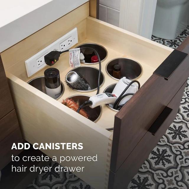 Alt view image 6 of 7 - Docking Drawer Blade Duo in-Drawer Outlet, Integrated Safety Shutoff, (4) 15 amp AC, White