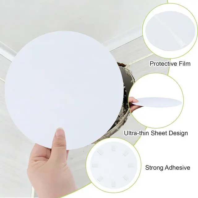 Alt view image 4 of 7 - UFUFMATE 6Pcs Ceiling Cover Plates, White Round Plastic Hole Covering for Walls Self-Adhesive Wall Hole Patch for Wall Plasterboard Hole Covering(7.87 Inch/20CM)