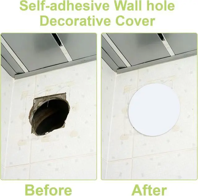 Alt view image 5 of 7 - UFUFMATE 6Pcs Ceiling Cover Plates, White Round Plastic Hole Covering for Walls Self-Adhesive Wall Hole Patch for Wall Plasterboard Hole Covering(7.87 Inch/20CM)
