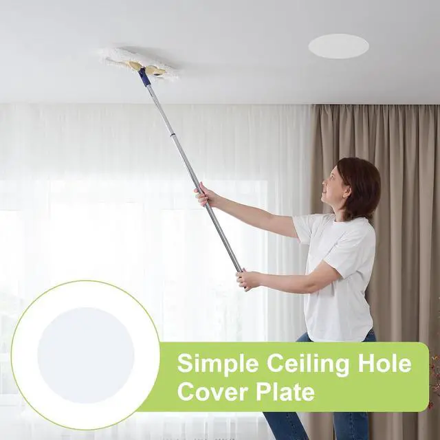 Alt view image 6 of 7 - UFUFMATE 6Pcs Ceiling Cover Plates, White Round Plastic Hole Covering for Walls Self-Adhesive Wall Hole Patch for Wall Plasterboard Hole Covering(7.87 Inch/20CM)