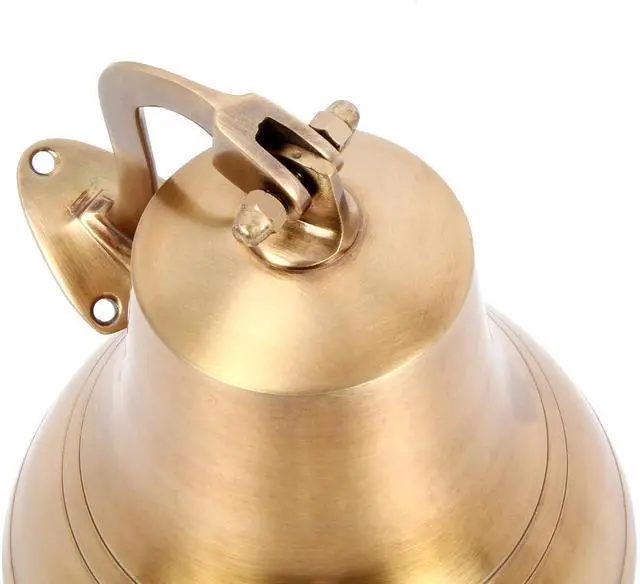 Alt view image 4 of 7 - Antique Brass 6" Wall Mounted Nautical Bell - Hanging Bell for Ships & Christmas