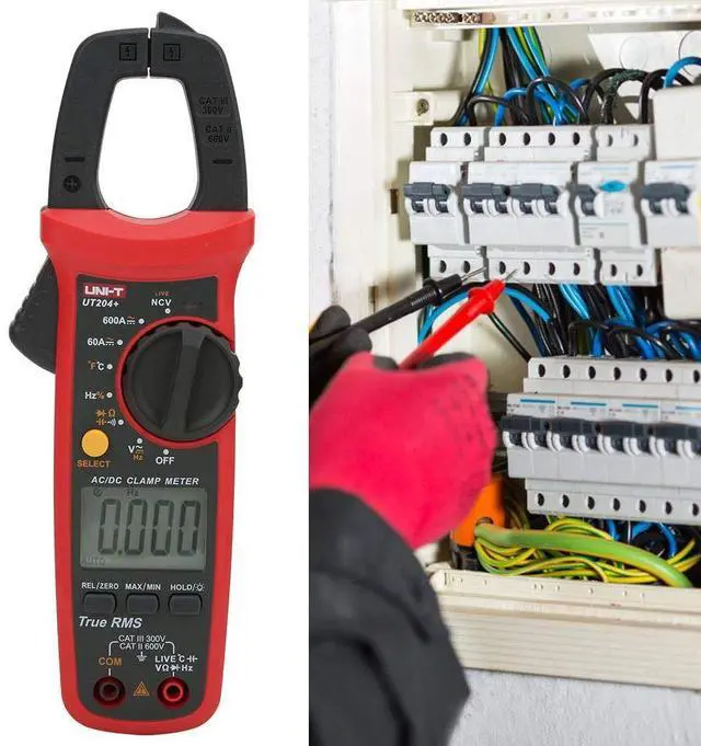 Alt view image 5 of 7 - UT204+ True RMS Clamp Meter NCV Auto Ranging Digital Multimeter Measures AC/DC Voltage Current Temperature Test