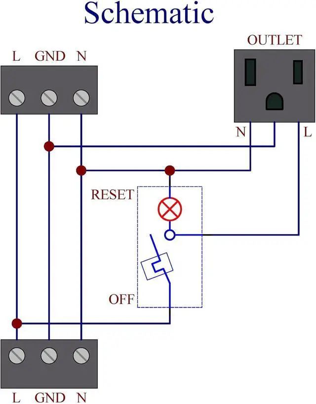 Alt view image 4 of 7 - DIN Rail Mount AC 120V NEMA 5-15R Single Receptacle Outlet Power Strip Module, with Rocker Switch Thermal Circuit Breaker Overload Protector
