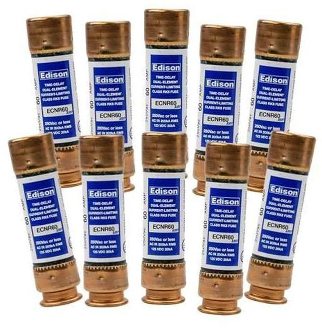 Main image of ECNR60 - Box of 10 Edison Time Delay Fuse - 60 Amp 250V - RK5 Dual Element