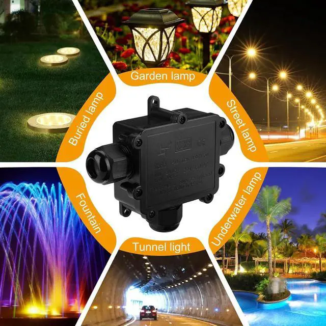 Alt view image 7 of 7 - IP68 Waterproof Junction Box,t-Shape 3-Way Waterproof Splice Box Outdoor with 3 Cable M25 Gland Wire Connector Electrical Junction Box for 4-12mm Diameter Cable, Black 5Pack