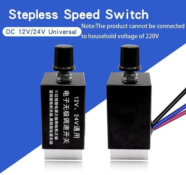 Alt view image 3 of 5 - 2pcs 12V/24V DC Motor Speed Controller Universal,Knob Screw Electronic Stepless Speed Regulator Switch,Adjustable Motor Speed, Automobile Fan HeaterControl, Fans Speed Regulation