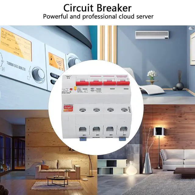 Alt view image 2 of 7 - Smart WiFi Circuit Breaker AC220V PA66-DSM Flame Retardant Shell Phone APP Remote Switch (4P 80A)