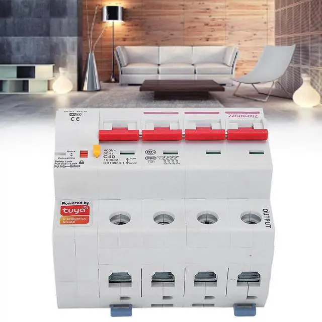 Alt view image 5 of 7 - Smart WiFi Circuit Breaker AC220V PA66-DSM Flame Retardant Shell Phone APP Remote Switch (4P 80A)