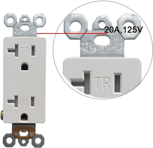 Alt view image 4 of 6 - 20Amp Power Outlet with Ethernet HDMI Port Wall Plate - Electrical Outlet with 1 Port HDMI, 1 CAT6 RJ45 Cover Plate - White