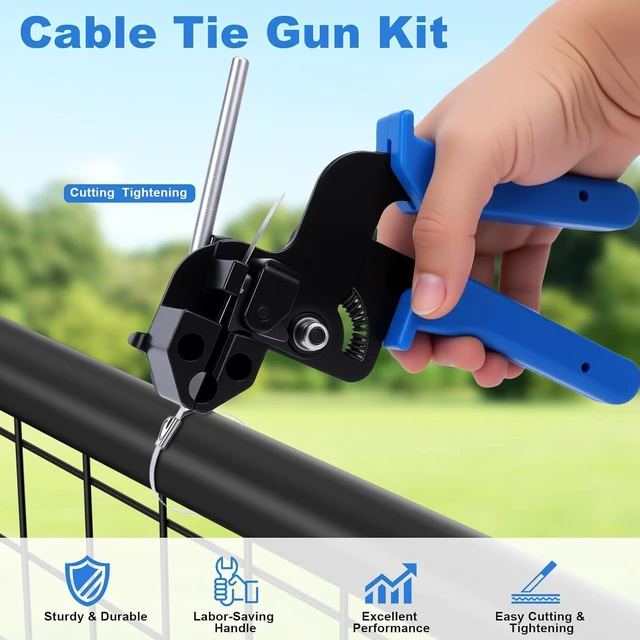Alt view image 3 of 7 - Metal Zip Ties, Cable Tie Gun Kit Fastening and Cutting Tool - 150Pcs Stainless Steel Cable Ties in 4 Size, Suitable for Agricultural Fencing, Garden Chain Link Fence Fixing, Pipe Tying
