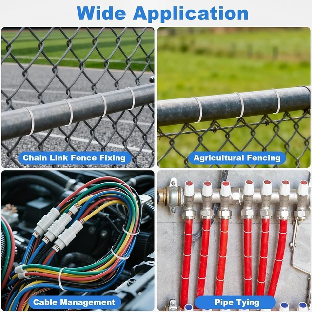 Alt view image 7 of 7 - Metal Zip Ties, Cable Tie Gun Kit Fastening and Cutting Tool - 150Pcs Stainless Steel Cable Ties in 4 Size, Suitable for Agricultural Fencing, Garden Chain Link Fence Fixing, Pipe Tying