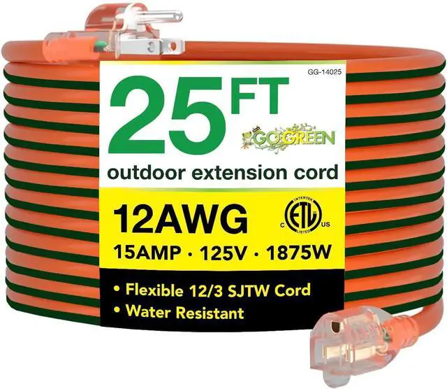 Main image of Perfpower Go Green 12/3 SJT W-A Extension Cord, 25-Feet, Lighted Ends