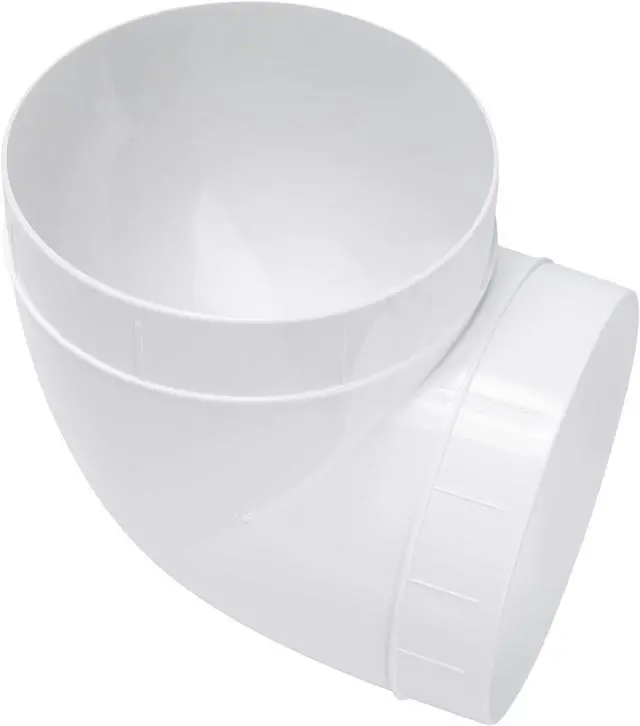 Main image of Plastic 6" inch 90 degree duct connector. Easy to mount 90 elbow for flex or straight pipe.