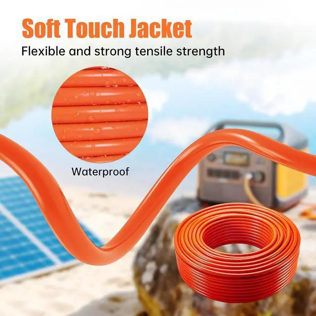Alt view image 6 of 6 - 14 AWG Solar Extension Cable 25FT for Jackery, 8mm DC7909 Solar Panel Cable Cord Female to Male with DC8020 Male Adapter for GZ Yeti, Aker, Jackery Portable Power Station