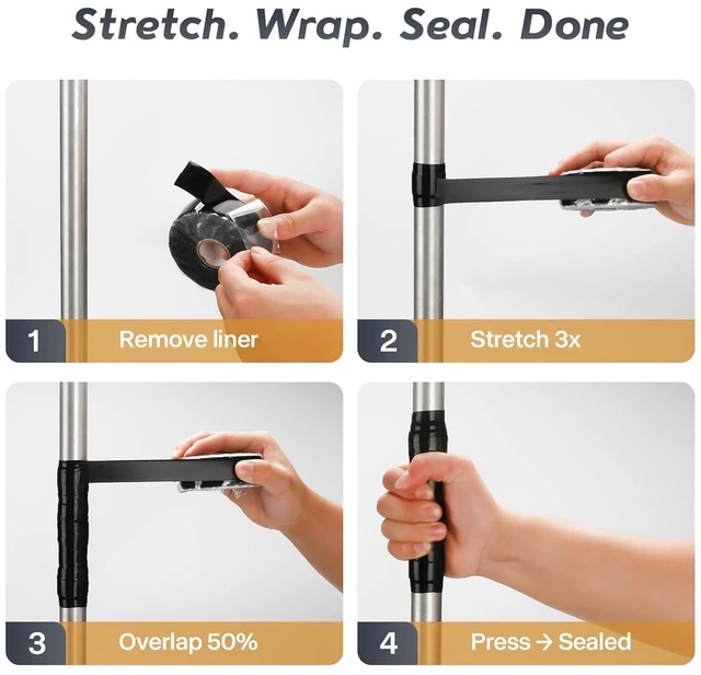 Alt view image 6 of 6 - Self-Fusing Silicone Tape 1" x 36' x 20mil Black Rubber Emergency Repair Tape Waterproof, Heat-Resistant, Insulating, Chemical-Resistant, No Residue for Automotive, Electrical & Outdoor Use