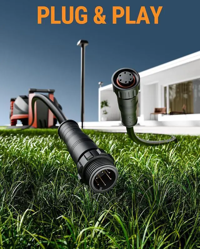 Alt view image 2 of 7 - Antenna Extension Cable,Robot Lawn Mower Extension Cable,32.8FT Outdoor Extension Cord,6 Prong Outlet Extender,Compatible with Segway Navimow i Series,Navimow H Series(32.8FT Antenna)