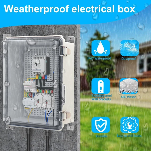 Alt view image 2 of 6 - Waterproof Electrical Box, IP67 Junction Box Stainless Steel Latch Hinged Clear Cover Project Enclosure with Wall Bracket 8" x 8" x 5"