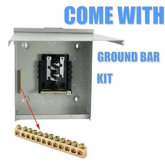 Alt view image 2 of 6 - Circuit Breaker Panels Box 125 Amp 8-Space 16-Circuit Indoor Main Lug Surface Mount Load Center Ground Bar Kit with 25 Terminal Positions W0816ML1125
