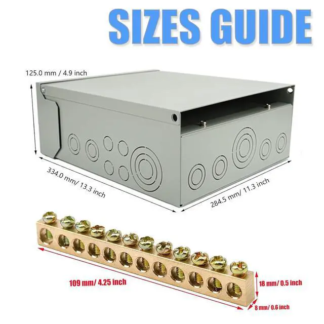 Alt view image 3 of 6 - Circuit Breaker Panels Box 125 Amp 8-Space 16-Circuit Indoor Main Lug Surface Mount Load Center Ground Bar Kit with 25 Terminal Positions W0816ML1125
