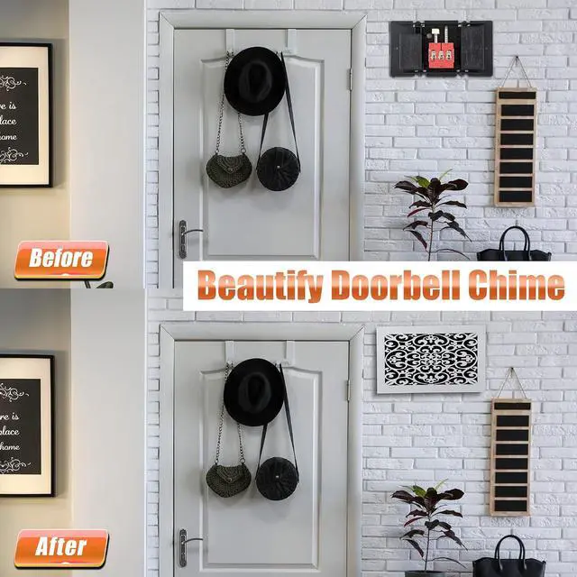 Alt view image 5 of 7 - Saillong Doorbell Chime Cover Box Only, Wooden Doorbell Chime Box, Doorbell Chime Cover Box for Indoor Outdoor, with Extra Self Adhesive Tape, Easy to Install for Home (White)