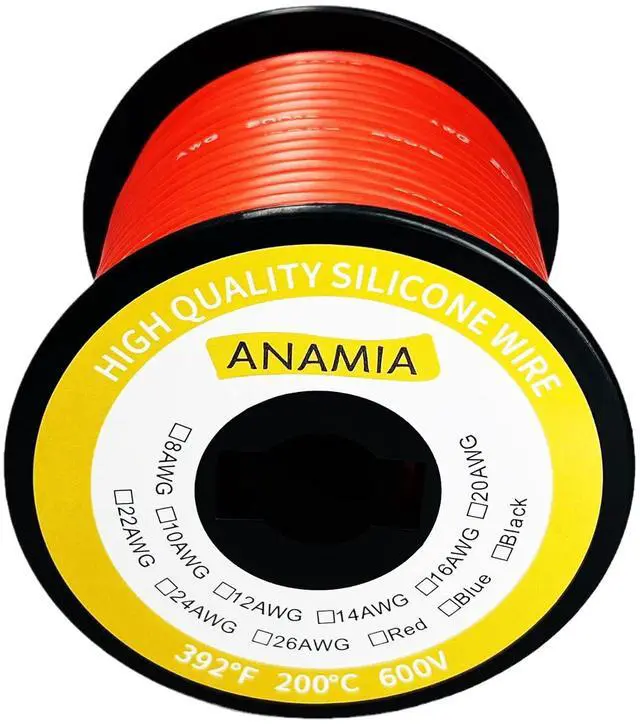 Main image of 12 Gauge 12 AWG Silicone Wire (50FT Red) Ultra Flexible Stranded Tinned Copper Wire, Battery Wire, Automotive Wire, Electrical Wire, High Temp Wire 200 600V from ANAMIA