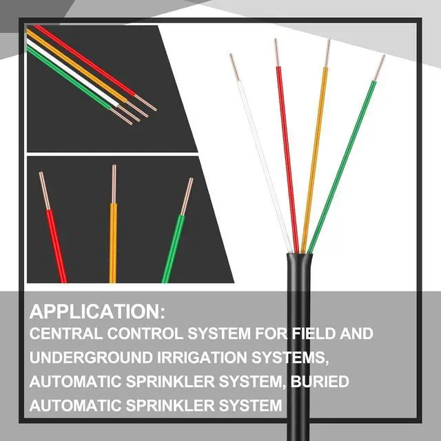 Alt view image 4 of 7 - Hoolerry Solid Sprinkler System Wire 18 Gauge Irrigation Wire with UV Resistant PVC Jacket Sprinkler Cable for Underground Irrigation Field Central Control System 30v Ul Listed(18/4, 100 Ft)