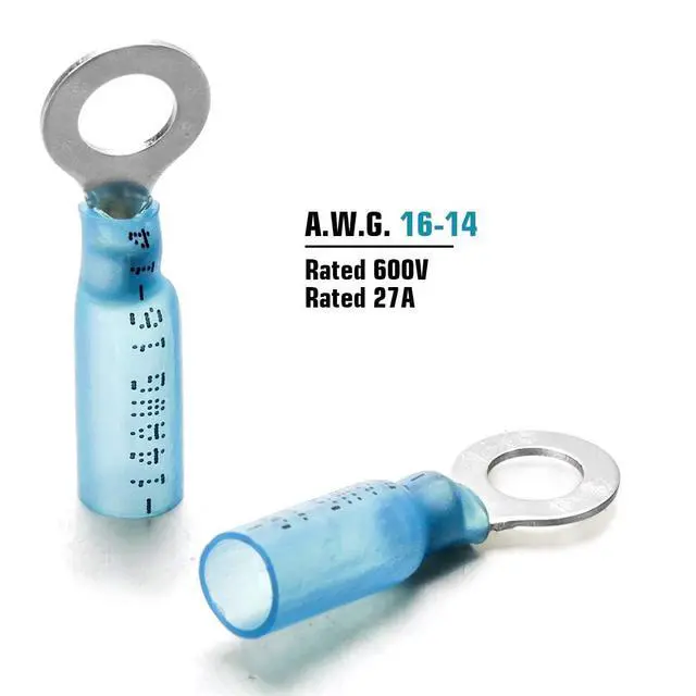 Alt view image 3 of 7 - 150PCS Heat Shrink Ring Connectors 1/4" Blue 16-14 AWG - Sopoby Electrical Crimp Ring Connectors - Heat Shrink Wire Connector Kit - Automotive, Marine, Audio, Industrial