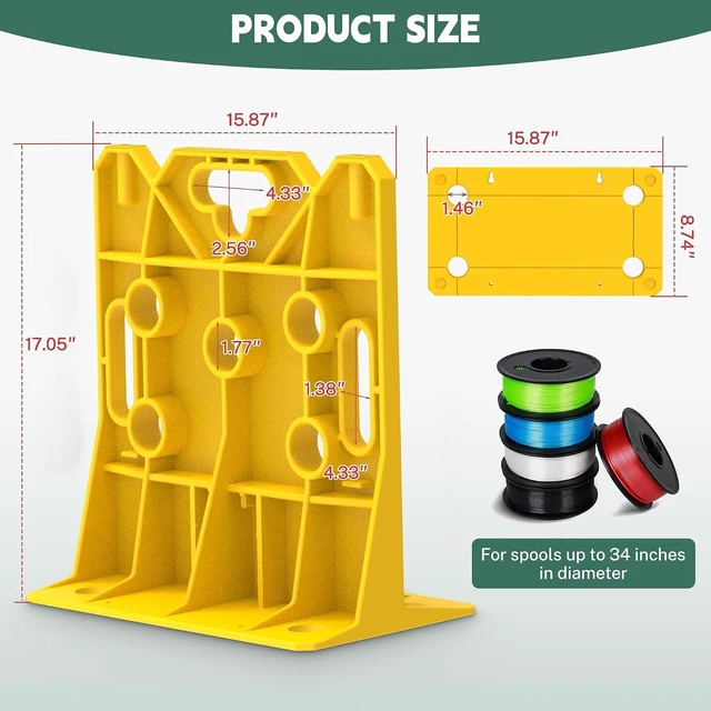 Alt view image 7 of 7 - Multi Purpose Wire Dispenser Cable Wire Spool Rack Wire Spool Caddy Holds Spools Up to 34 Inches in Diameter Load Capacity 330 Pounds (Yellow, 1 Pair)