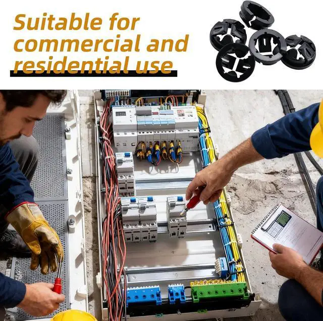 Alt view image 6 of 7 - 3/8" - 1/2" Knockout Non-Metallic Push in Connector, 300pcs NM Cable Connector Electrical Conduit Fittings, Black