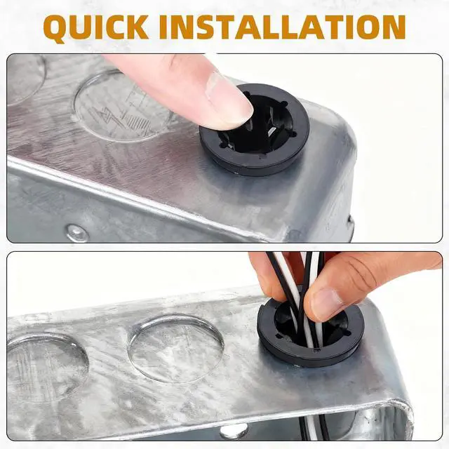 Alt view image 7 of 7 - 3/8" - 1/2" Knockout Non-Metallic Push in Connector, 300pcs NM Cable Connector Electrical Conduit Fittings, Black