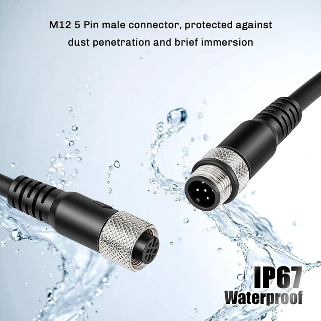 Alt view image 3 of 7 - Industrial M12 5 Pin Male to Female Aviation Sensor Connector Electrical PVC Cable 15M