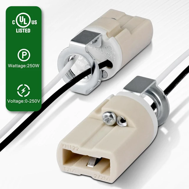 Alt view image 2 of 7 - G9 Socket,Ceramic G9 Bulb Lamp Holder,G9 Bi-Pin Light Socket with Wire for G9 Base Halogen Incandescent LED House Hold Light Bulb (10-Pack)