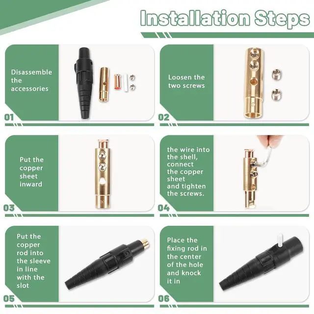 Alt view image 6 of 6 - (5 Pcs Male) CLS40 400A Camlock Connector Set, Cam Lock Fittings for Power Distro Cord, 2/0-4/0 AWG Cables, 600V Camlock Power Sockets with 5 Colors