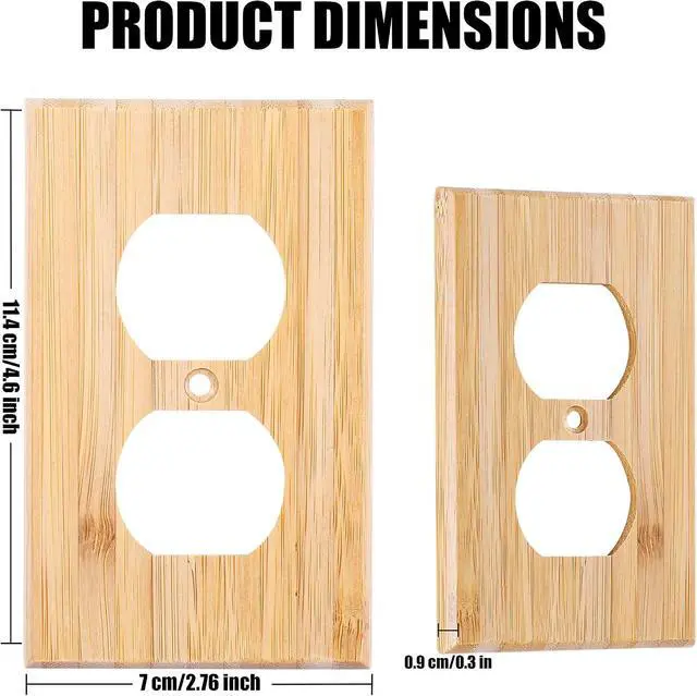 Alt view image 3 of 6 - 10 Pieces Wood Double hole Outlet Light Switch Plate 4.5" X 2.76" Raw Wood Wallplate Bamboo Light Switch Cover Quality Wallplate Wooden Electrical Decor (Double hole Outlet)