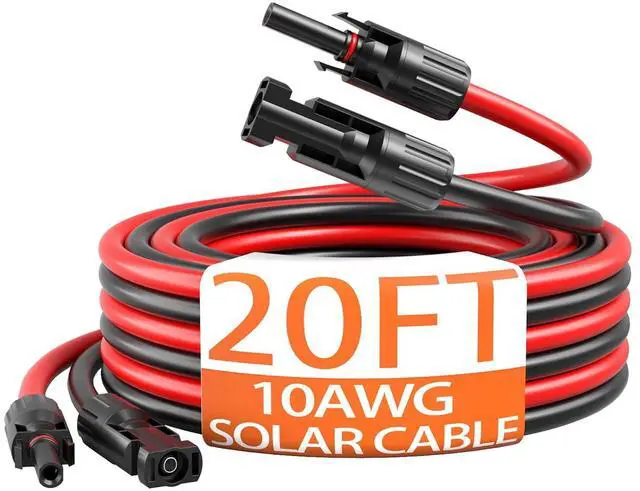 Main image of Energeaster 10AWG Solar Extension Cable Kit, Red and Black (20FT Red + 20FT Black), MC4 Connectors, Compatible with Solar Panel and Charge Controller