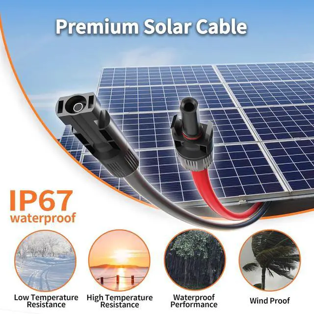 Alt view image 4 of 6 - Energeaster 10AWG Solar Extension Cable Kit, Red and Black (20FT Red + 20FT Black), MC4 Connectors, Compatible with Solar Panel and Charge Controller