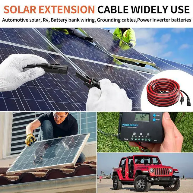 Alt view image 5 of 6 - Energeaster 10AWG Solar Extension Cable Kit, Red and Black (20FT Red + 20FT Black), MC4 Connectors, Compatible with Solar Panel and Charge Controller