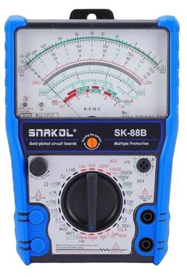 Main image of Analog Multimeter, High Sensitivity Wide Range Handheld Tester with Silicone Cover Stand Magnet, for AC/DC Voltage Current Diode LED Testing and Electronics Repair (SK-88B)