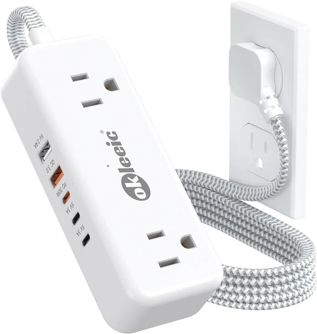 Main image of PD30W USB C Travel Power Strip,Cruise Power Strip with 5 USB(3 USB-C) Ports and 4 Outlets, Braided Extension Cord 5Ft, 30W Fast Charging Station Compatible with MacBook Laptops iPad Pro iPhone Samsung